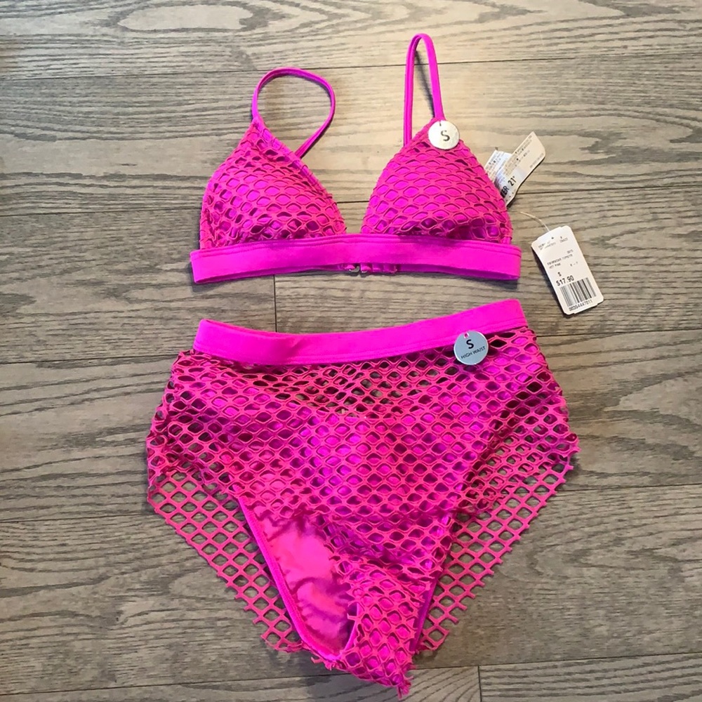 Forever 21 mesh pink bikini
